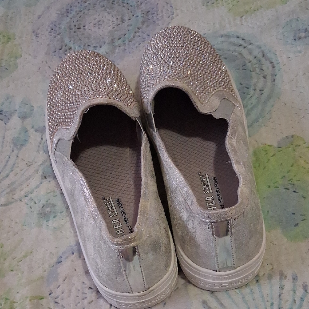 Skechers Sparkle Slip-On Sneakers - Silver